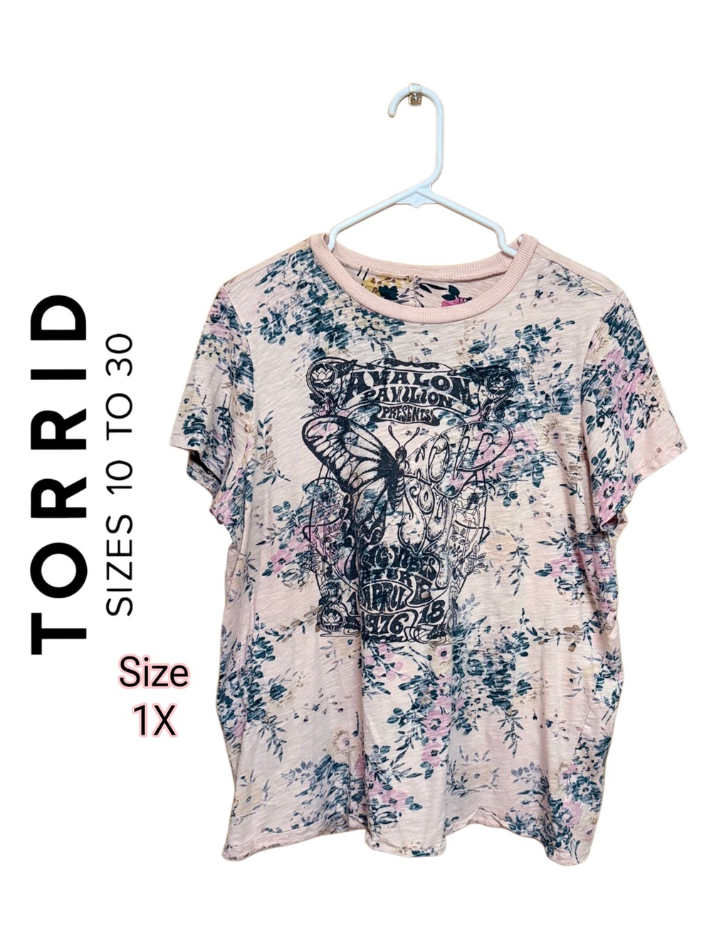 🦋 Torrid 1X Boho Butterfly Graphic Tee Hippie Festival Concert Top